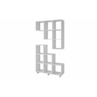 Manhattan Comfort 2-26AMC6 Cascavel Stair Cubby with 6 Cube Shelves in White. Set of 2